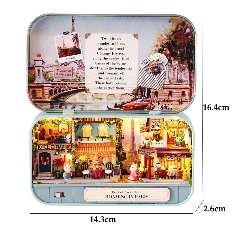 9 Styles Box Theatre DIY Wooden DollHouses Miniature Box Doll Houses 3D Puzzle Assemble Building Model Kits Toy Birthday Gifts