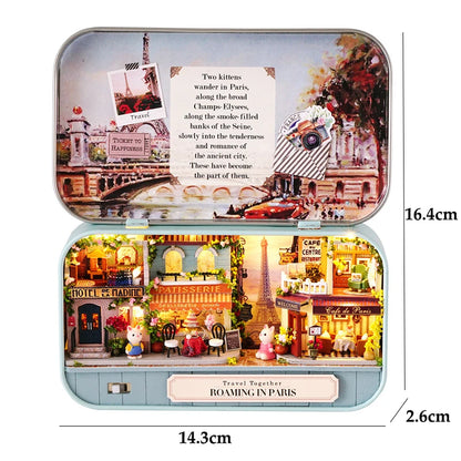 9 Styles Box Theatre DIY Wooden DollHouses Miniature Box Doll Houses 3D Puzzle Assemble Building Model Kits Toy Birthday Gifts