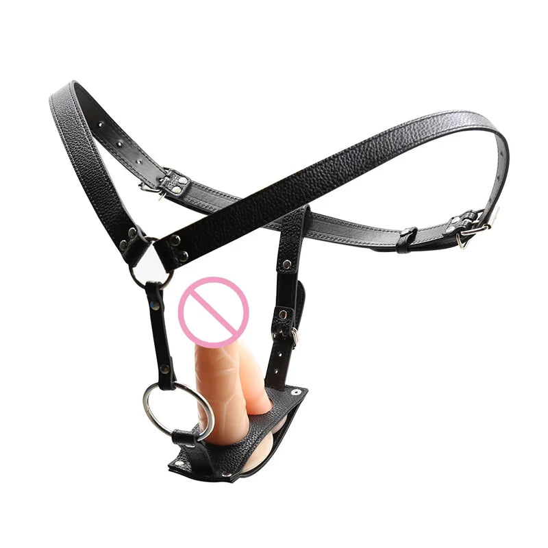 Sex Shop Butt Plug And Dildo Harness Belt Erotic Leather Chastity Device Sex Toys For Lesbian Women Underwear Pants