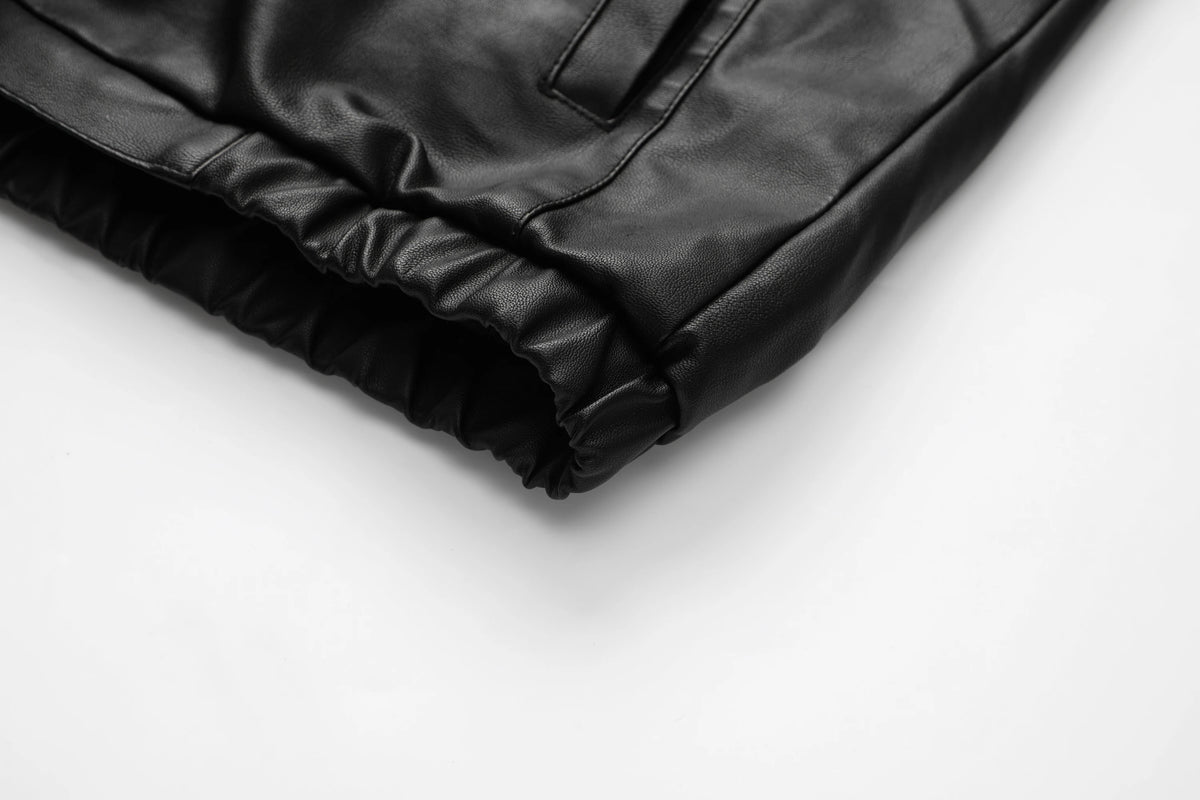 Men's Casual Black Hooded PU Leather Biker Jacket