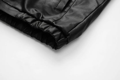 Men's Casual Black Hooded PU Leather Biker Jacket
