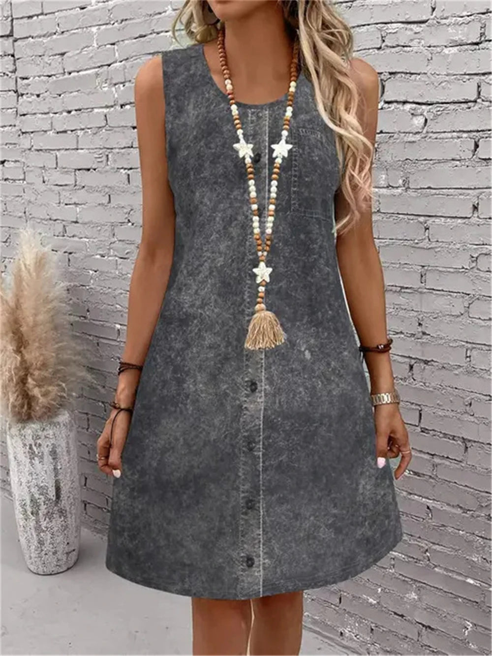 New Summer Cowboy Style Women Mini Dresses Sleeveless 3D Printed Street Fashion Ladies Dress 3XL Plus Size Loose Casual Dress