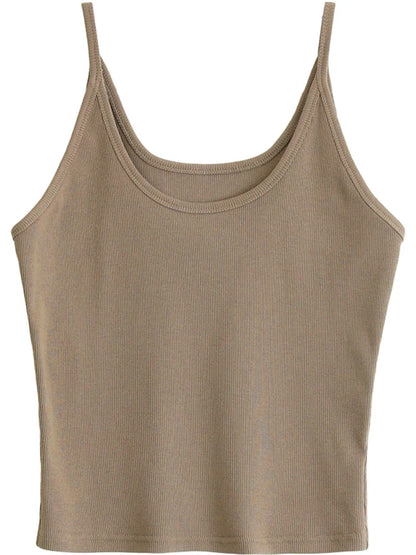 CHIC VEN Women Tanks New Multi Color Optional U-neck Slim Fit Camisole Vest Short Top Basic Underwear Spring Summer 2024