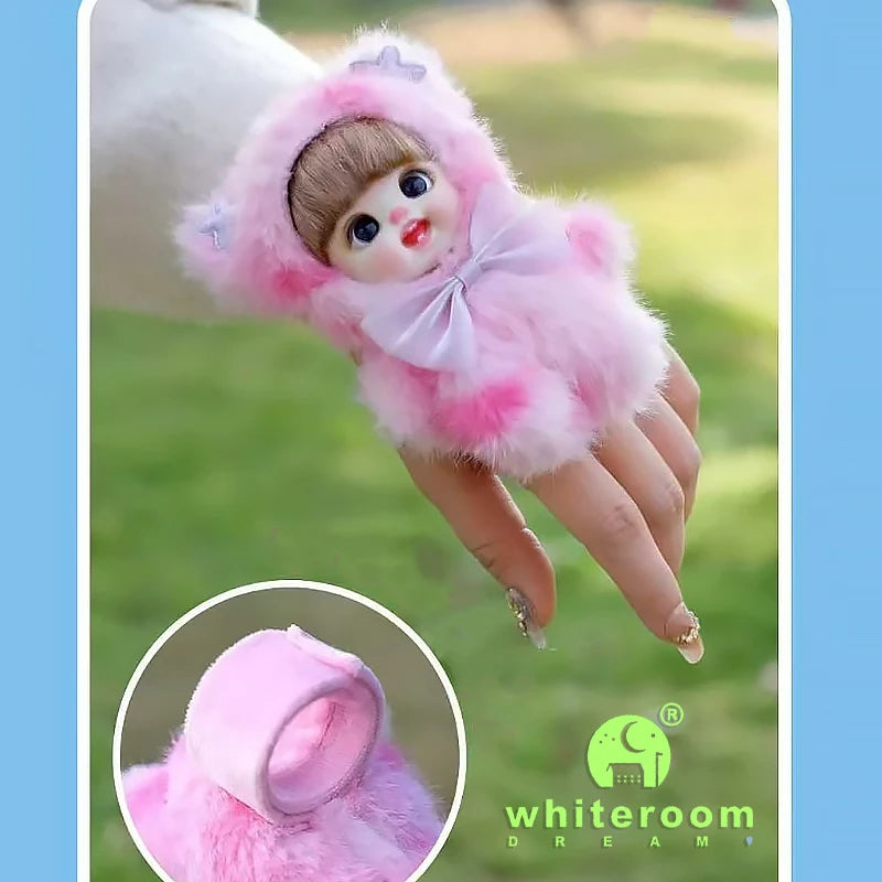 Doll accessori Furry Animal Mini Doll Plush Toy BJD Pendant Mobile Phone Lanyard Backpack Autumn Winter NewYear Gift Girl Plush