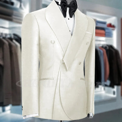 Black Suits For Men Shawl Lapel Formal 1 Piece Jacket Double Breasted Business Casual Groom Wedding Party Custom Made Blazer