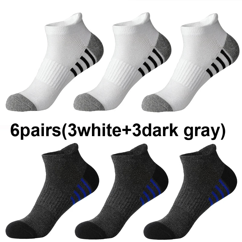 12Pairs Men's plus Size Sports Socks EU39-46 Breathable Comfortable Black White Leisure Outdoor Short Socks for Men
