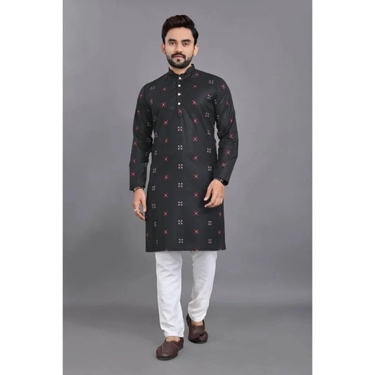 2025 Men Digital Printed Kurta Vardha Regular Fit Mandarin Collar Long Suitable All Occasions Such Wedding Hari Raya Summer