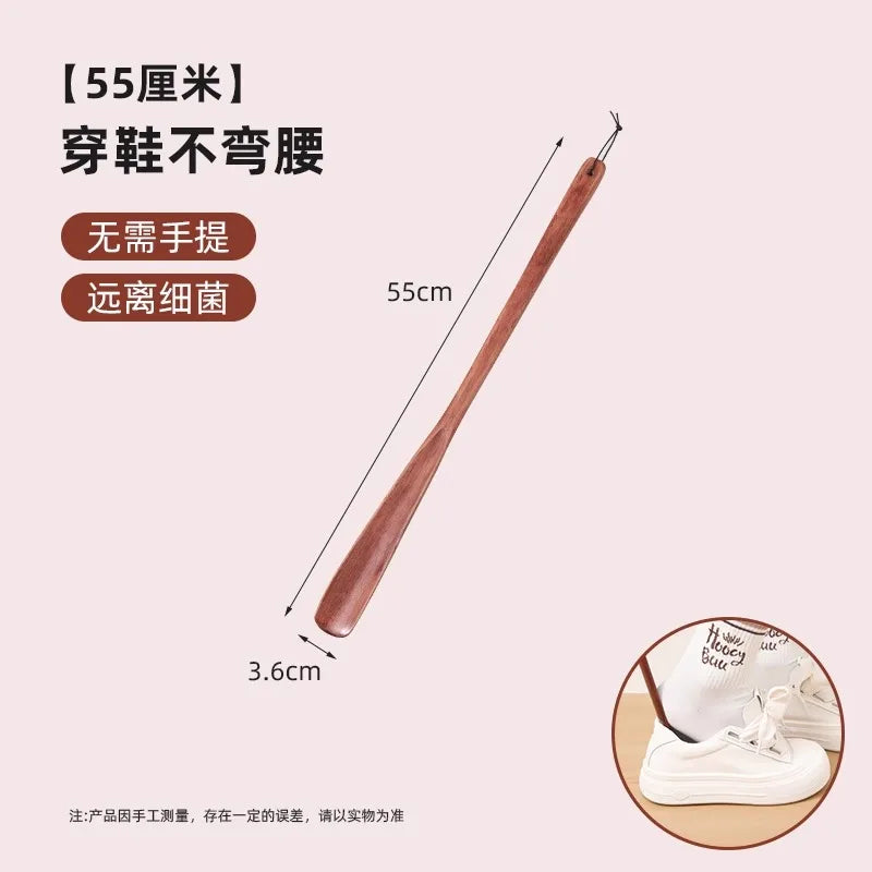 Long Handle Wooden Shoe Horn Natural Wood No Bend Waist Shoe Scraper Household Essential for Pregnant Women Shoe Insertion Tool