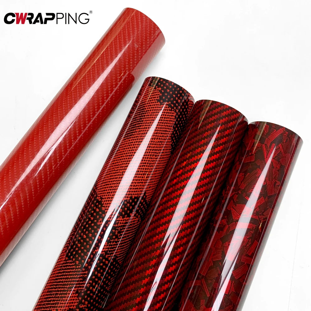 Red Series Wrap Vinyl Car Wrapping Film Bubble-free Vehicle Decoration PET Waterproof External Car Stickers Carbon Fiber Glossy