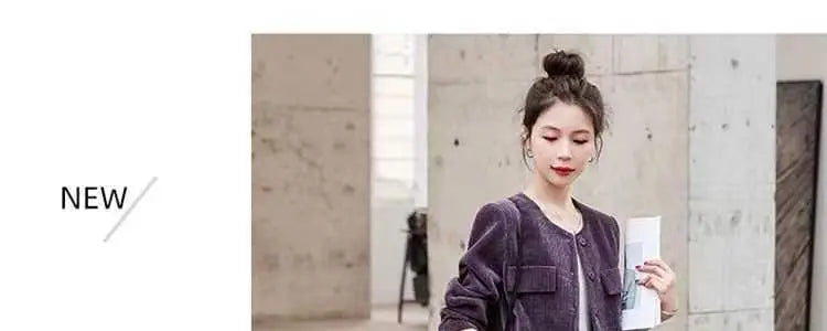 Fashionable Corduroy Set Women's Autumn Winter New Style Elegant Lady Fragrance Wind Coat Wide Leg Pants Two Piece Suit