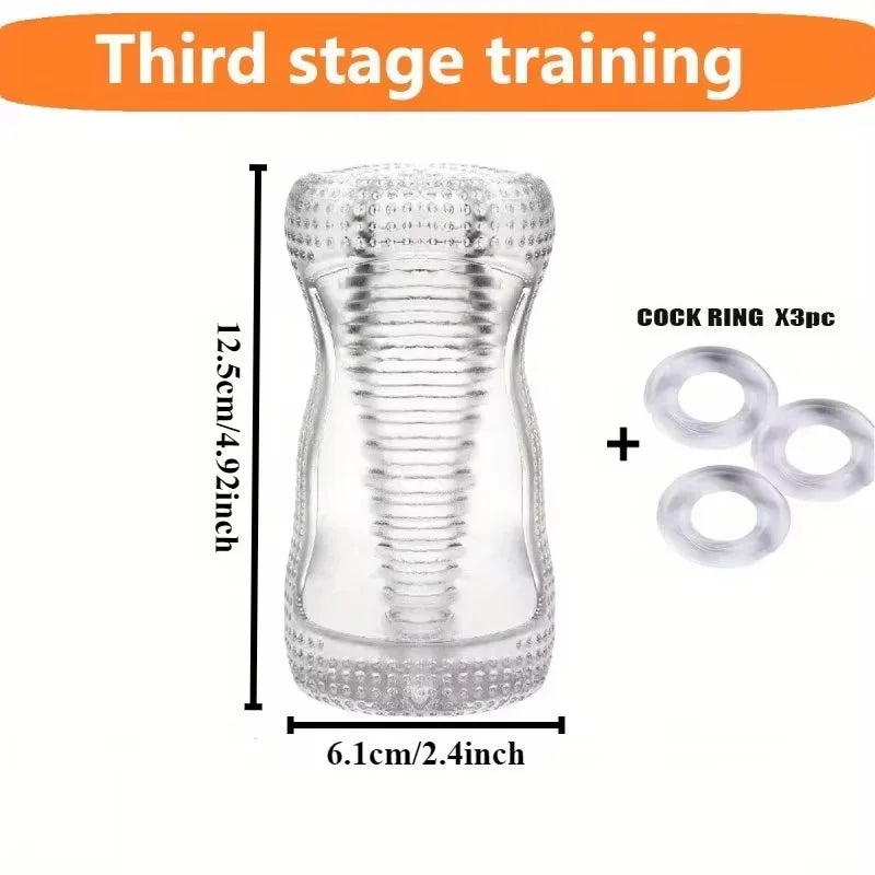 Male 3D Manual Soft Pussy Sex Toys Transparent Vagina Masturbator Realistic Adult Endurance Exercise Sex Toy Pocket Cup for Men