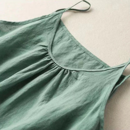Women's Retro Cotton Linen Tank Top Summer Thin Solid Color Loose Sleeveless Top Female Fashion Casual Basic Vest