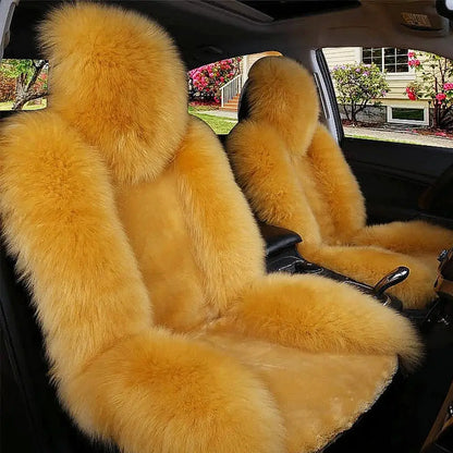Universal Winter Car Seat Cushions Australian Sheepskin Fur Seat Auto Cover Autumn Warm Winter Interior Accessories K6X4