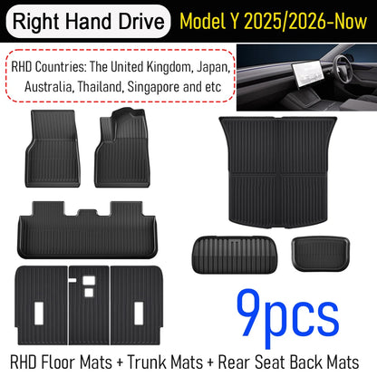 Floor Mats for Tesla Model Y 2025 2026 Juniper All Weather Trunk Mat Kick Pads Cargo Frunk Liners Seatback Protector Accessories