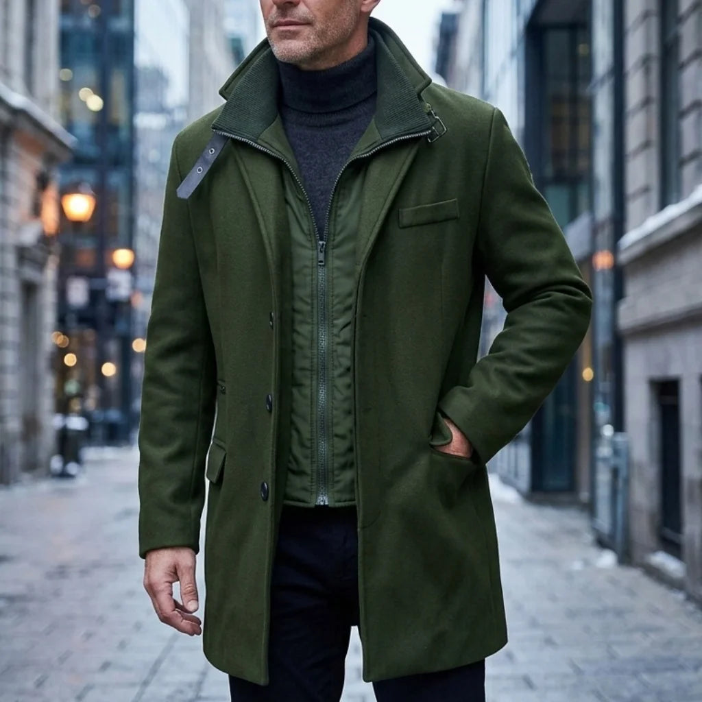 Winter Men's Double-layered Parka Long Warm Jacket with Belt Casual Coats Trench Coat Streetwear Men's Clothing Zipper Coats Man