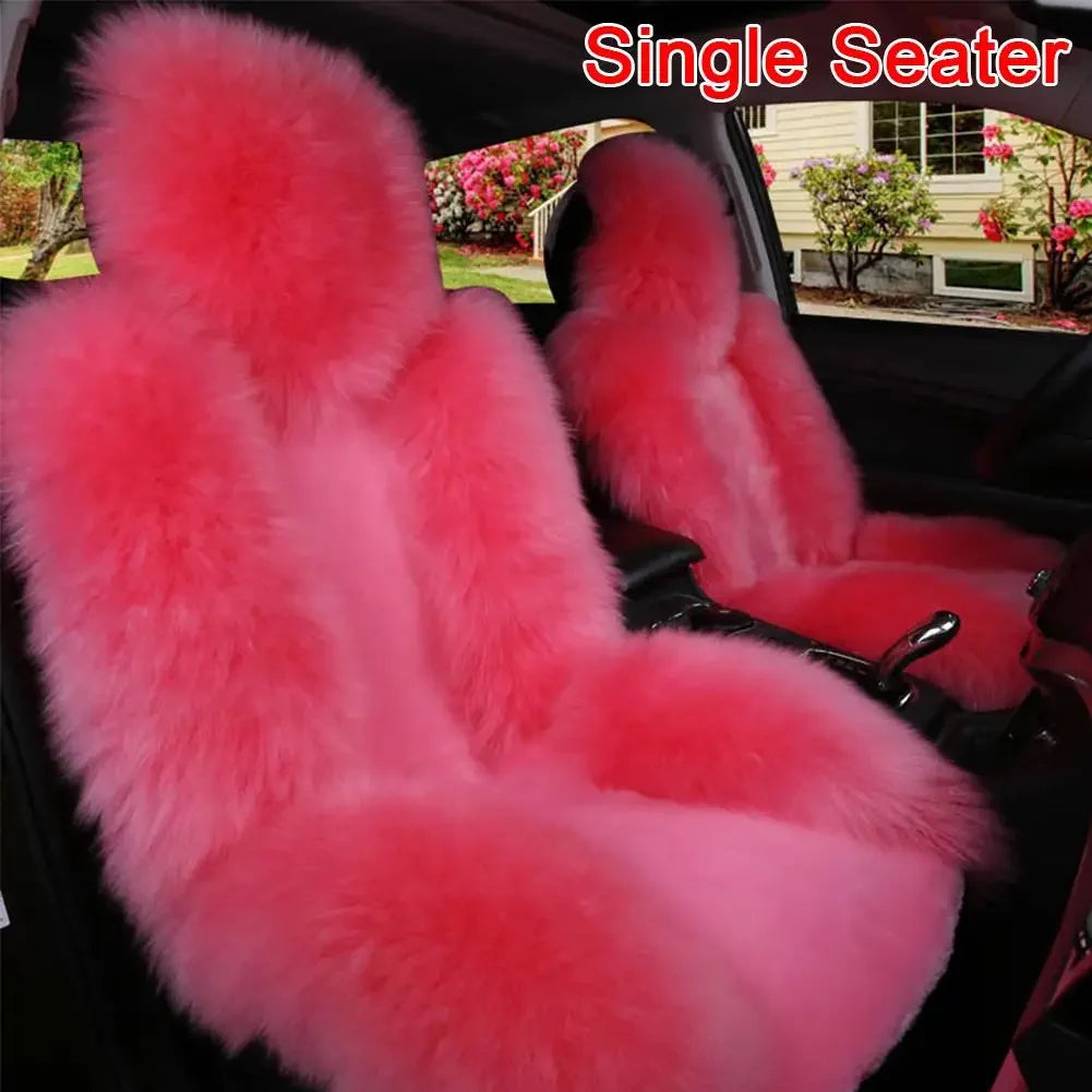 Universal Winter Car Seat Cushions Australian Sheepskin Fur Seat Auto Cover Autumn Warm Winter Interior Accessories K6X4