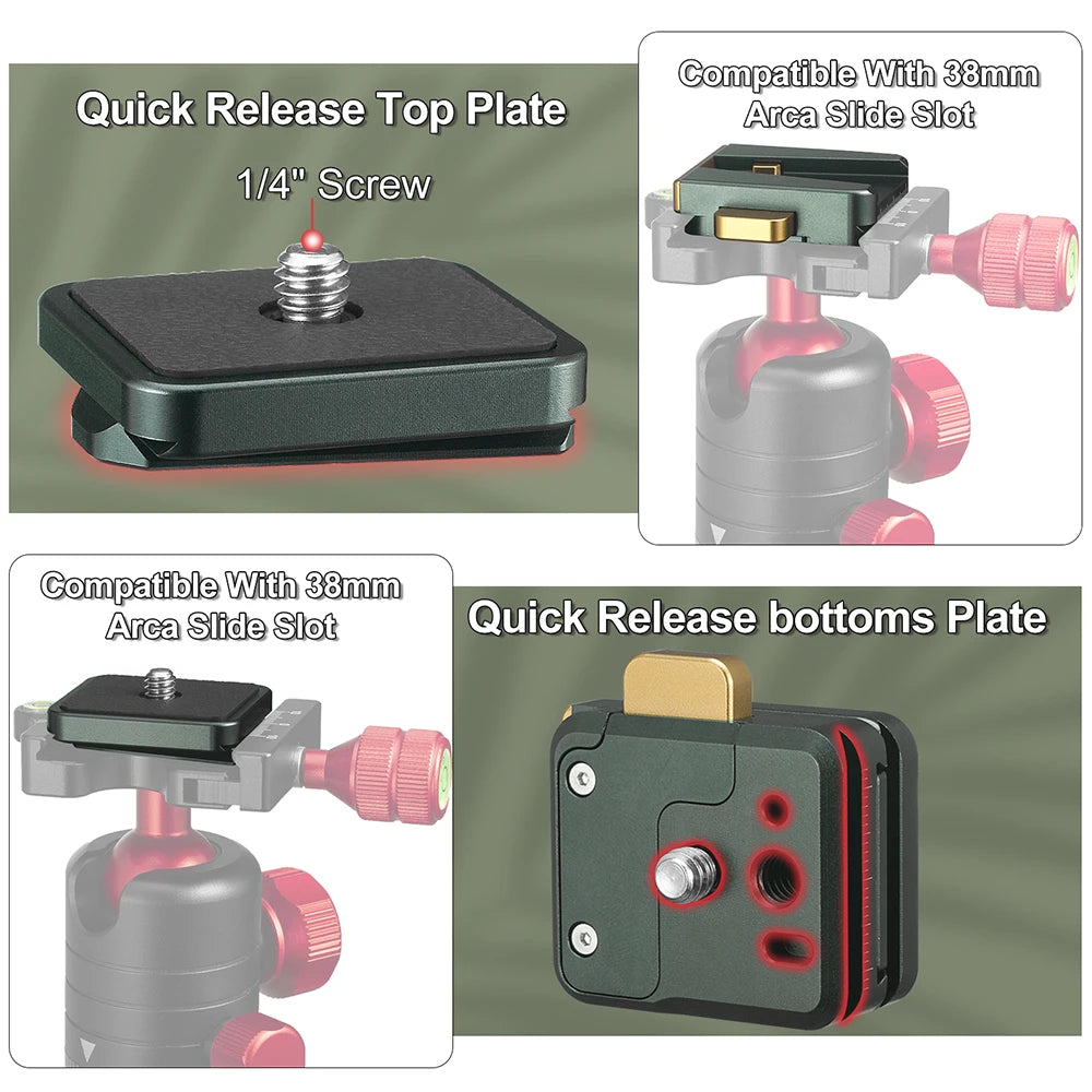Camera  Arca Swiss Quick Release Mount Lock QR System Clamp Switch Kit for Tripod Monopod Slide DSLR Camcorder DJI zhiyun Gimbal