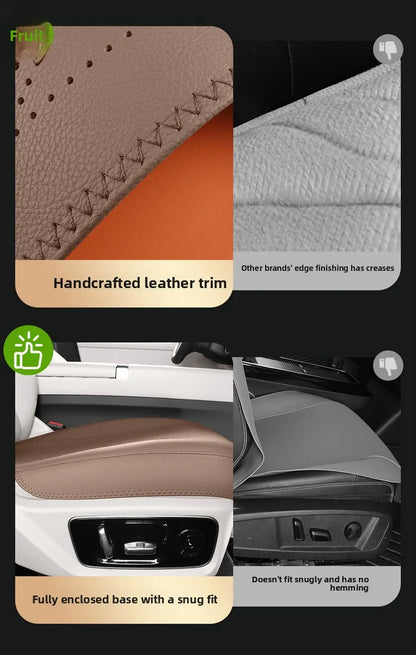 High Quality Nappa Leather Universal Car Seat Full Cover Breathable Luxury SUV Car Protection Perforated Leather Seat Full Cover