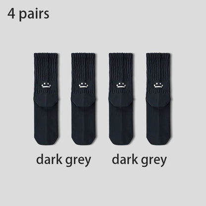 4 Pairs Men's Cotton Work Socks Long Running Breathable Ankle Crew Socks Casual Socks for Men Cycling Socks