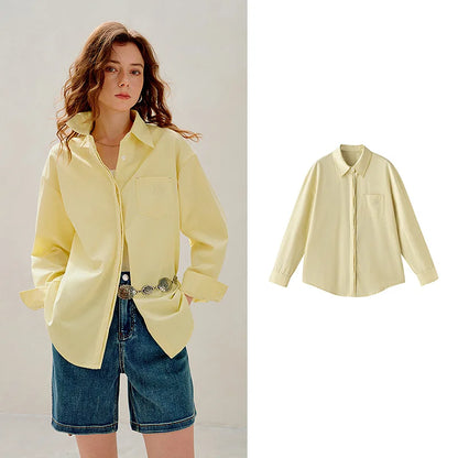 TOYOUTH Women Easy Morning Lazy Shirts 2026 Spring New Wrinkle-Resistant Low-Maintenance Light Spring Cotton Blouses