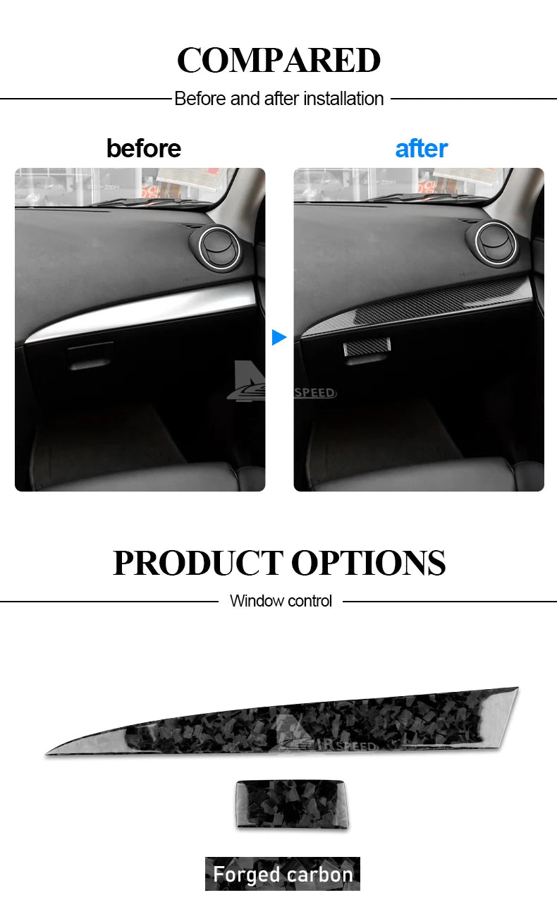 Real Soft Carbon Fiber For Mazda 3 2010 2011 2012 2013 Co-pilot Dashboard Holder Trim Interior Cover Sticker Car Accessories