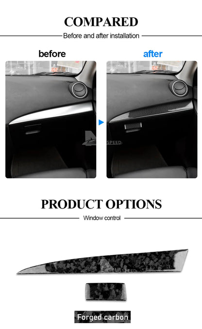 Real Soft Carbon Fiber For Mazda 3 2010 2011 2012 2013 Co-pilot Dashboard Holder Trim Interior Cover Sticker Car Accessories