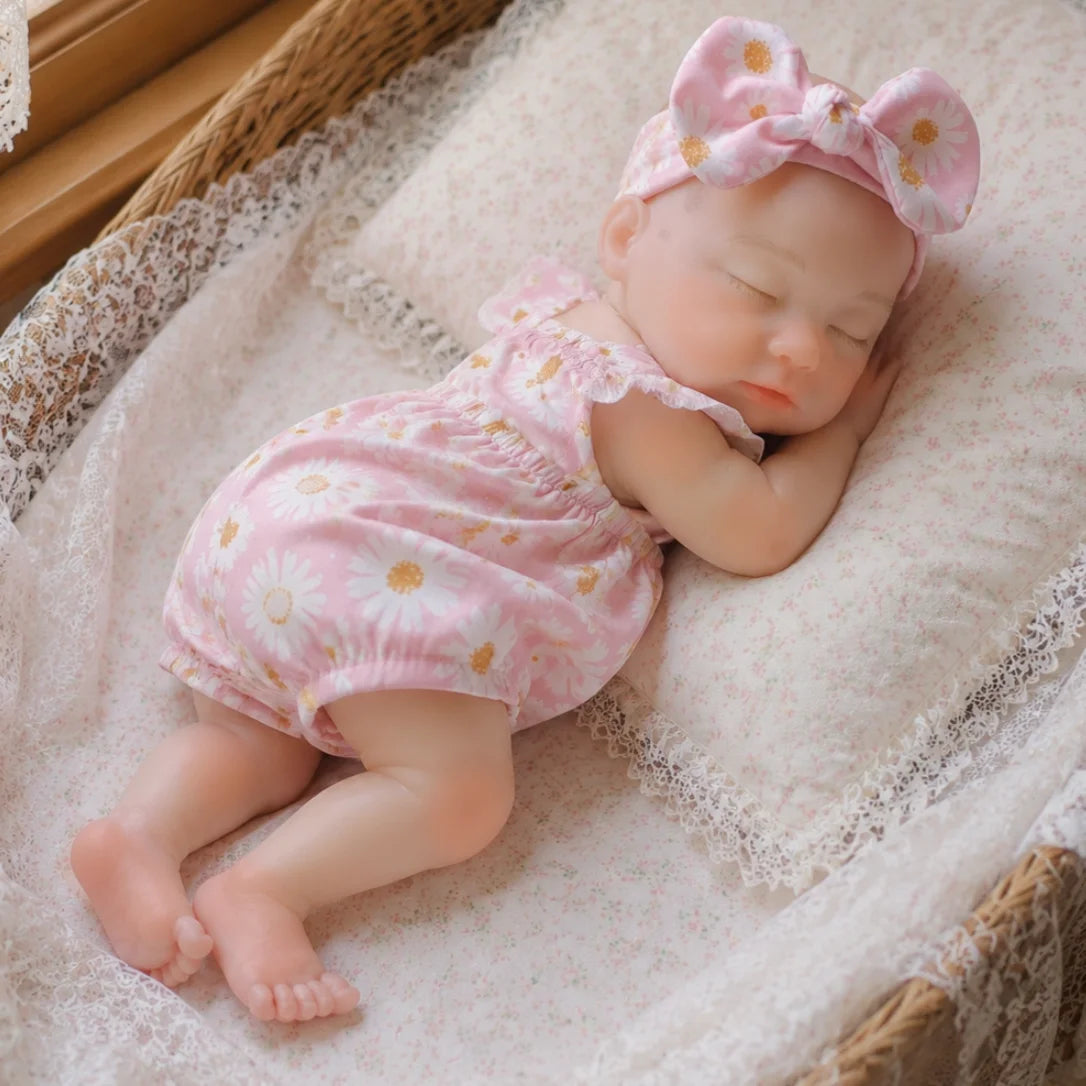 1PCS/2 Styles 13 Inch Cute bebê reborn de silicone sólido Dolls With Open Mouth & Painted Skin Soft & Washable Newborn Doll