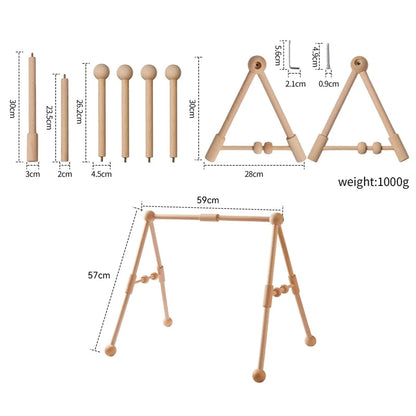 Baby Wooden Gym Frame Rattle Toys Baby Room Decor Newborn Hanging Sensory Toys Foldable Play Gym Frame Kid Holder Bracket Gift