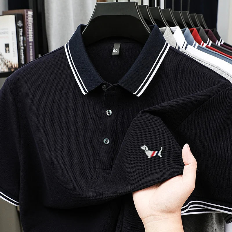 100% Pure Cotton Men's Polo T-Shirt New Style Summer Cozy Skin-Friendly Luxury High-End Commuting Short Sleeve Custom Embroidery