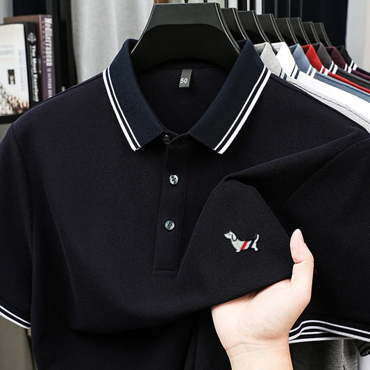 100% Pure Cotton Men's Polo T-Shirt New Style Summer Cozy Skin-Friendly Luxury High-End Commuting Short Sleeve Custom Embroidery
