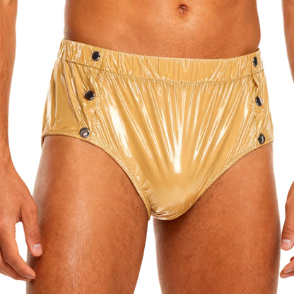 Mens Waterproof Diaper Cover Panties Elastic Waistband Glossy Briefs Leakproof Elderly Special Needs Adaptive Underwear Swimwear