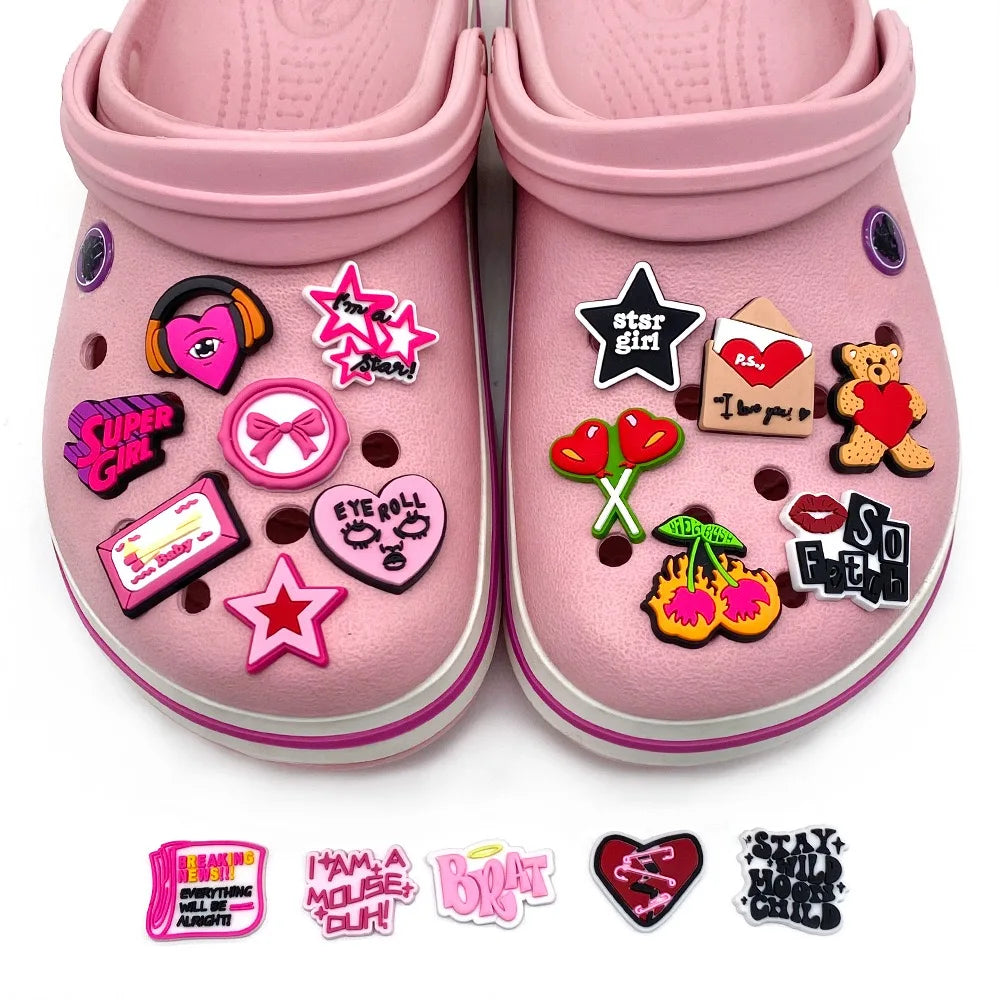 16-100pcs Y2K pink Shoe Charms For Sandals,Shoe Decoration Accessories Shoe Pins Great Gift For Men Women