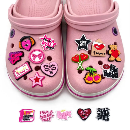 16-100pcs Y2K pink Shoe Charms For Sandals,Shoe Decoration Accessories Shoe Pins Great Gift For Men Women