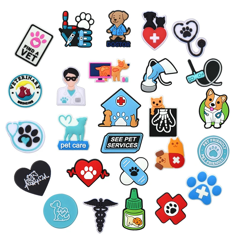 Pet hospital veterinarian Love dogs Shoes Charms DIY PVC Shoe bag Accessories Forenthusiasts Wristband Kids Party X-mas Gifts
