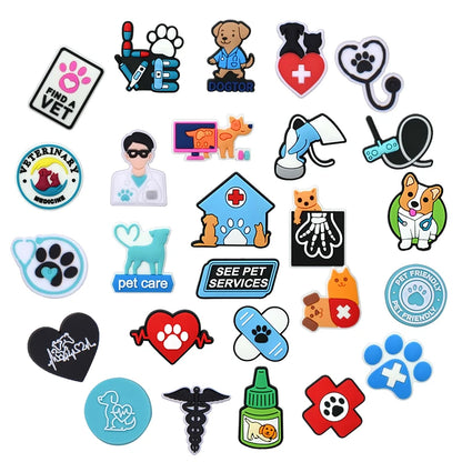 Pet hospital veterinarian Love dogs Shoes Charms DIY PVC Shoe bag Accessories Forenthusiasts Wristband Kids Party X-mas Gifts