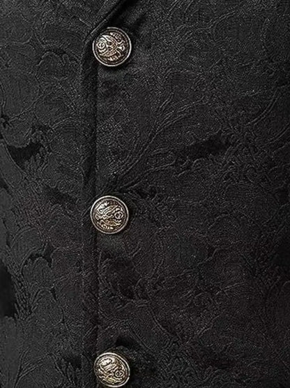 Men's Medieval Gothic Long Vest, Vintage Steampunk Victorian Costume Waistcoat, Halloween Cosplay Formal Jacket, Renaissance LAR