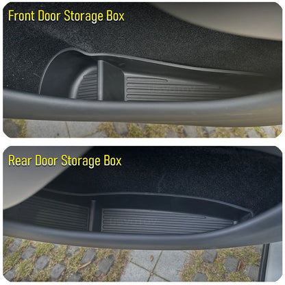 For Tesla Model 3 Y Juniper 2026 2025 Door Side Storage Box Front Rear Door Side Pocket Tray Liner Center Console Organizer Mats