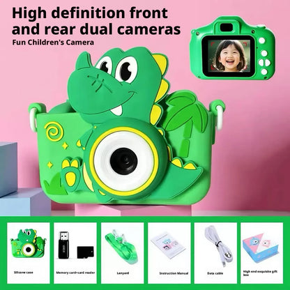 Dinosaur Kids Camera High Pixel Dual Lens Digital Camera Photo Video Recording Camera Toy Perfect Birthday Gift For Children