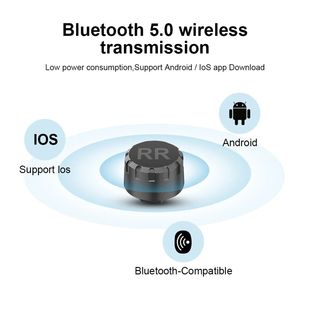 Bluetooth-compatible Tire Pressure Monitor System Mobile Phone Display Auto Motorcycle Tire Pressure Detection