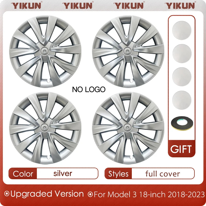 4PCS Hub Caps for Tesla Model 3 18 Inch Wheel Cover Performance Replacement Aero Wheels Full Rim Accessories 2018-2023 2022 2021