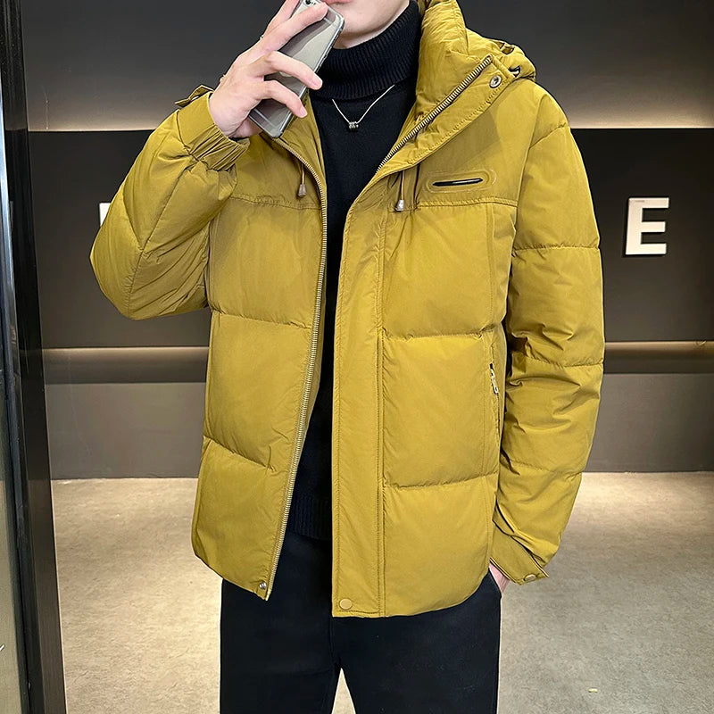 Men's Hooded Down Jackets New Winter Style White Duck Down Warm Coats Men's Cold-proof High-end Thickened Cotton-padded Jackets