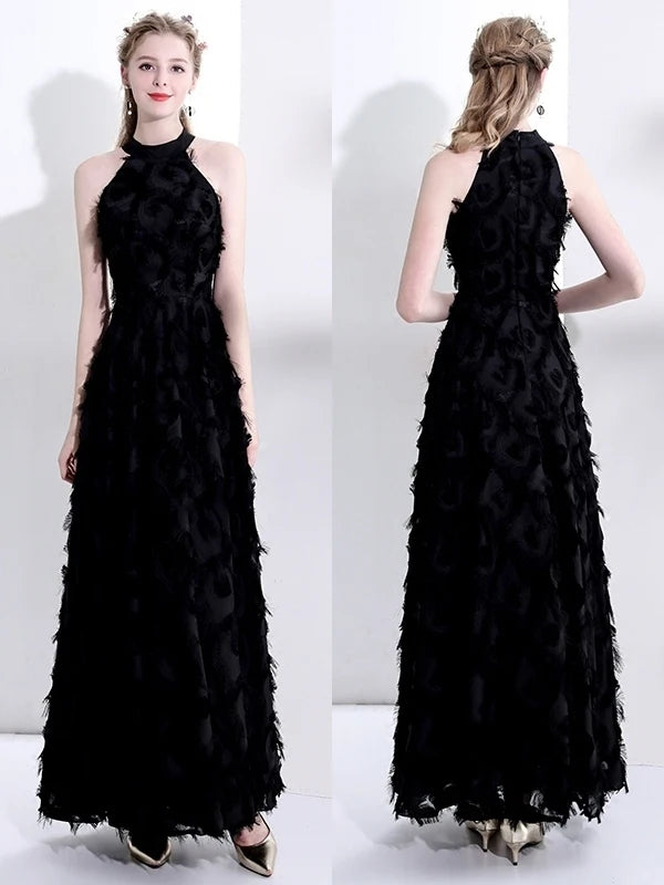 Elegant White Feather Evening Dress Hanging Neckline Engagement Birthday Adult Ceremony Ultra Fairy High End Long Skirt