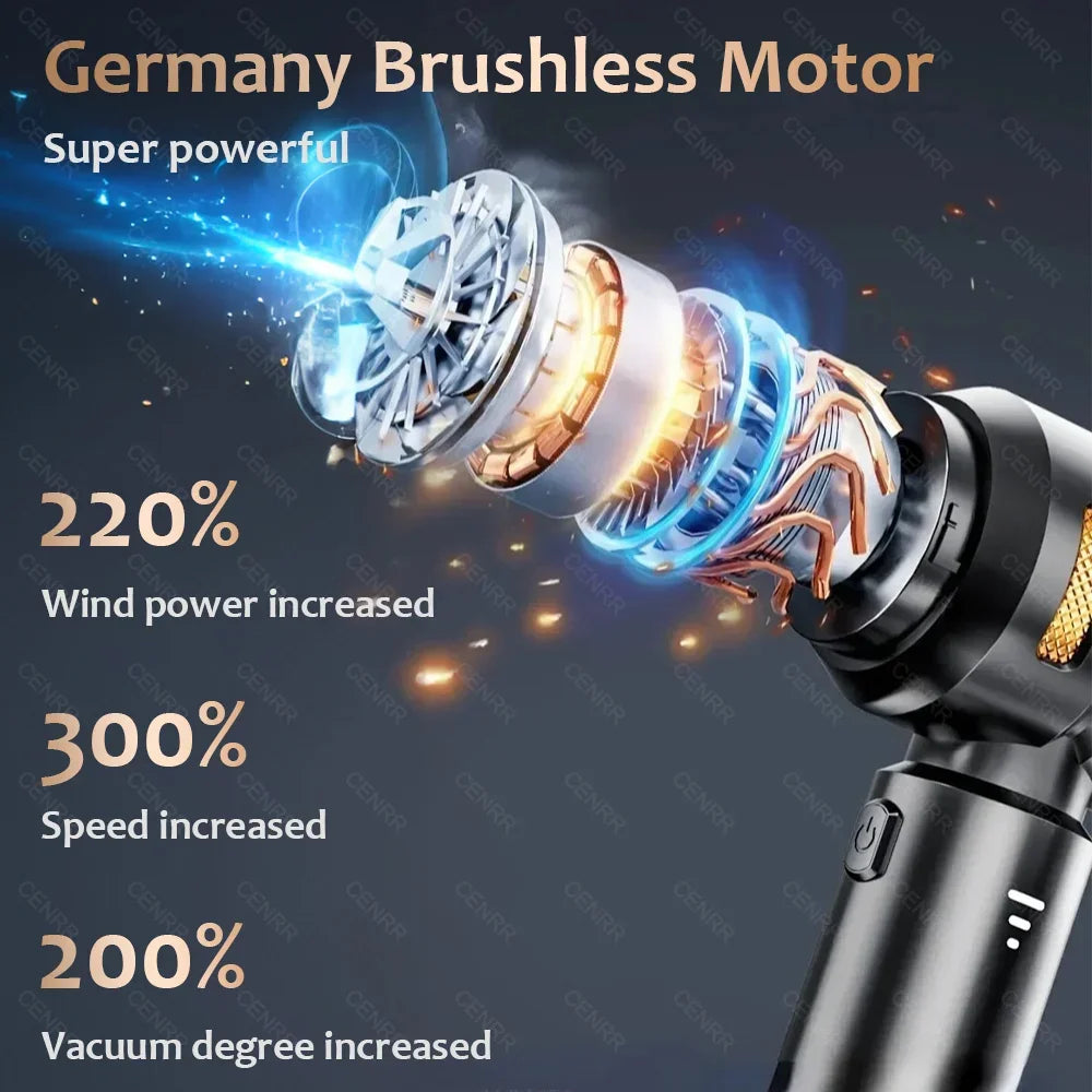 CENRR 998000PA Car Vacuum Cleaner Portable Powerful HandHeld Car Cleaner Dust Display Lamp Strong Suction Air Gun