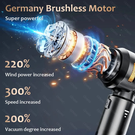 CENRR 998000PA Car Vacuum Cleaner Portable Powerful HandHeld Car Cleaner Dust Display Lamp Strong Suction Air Gun