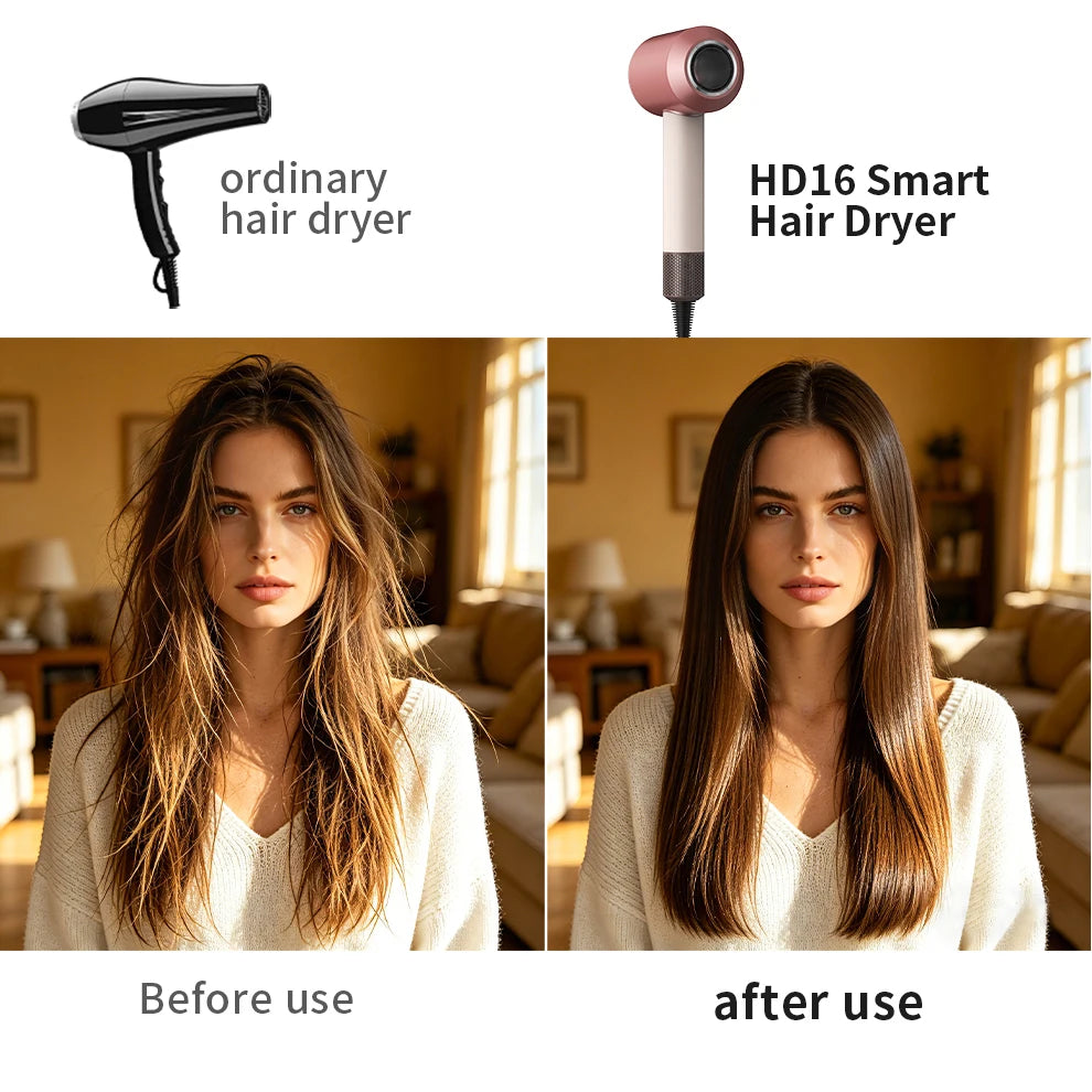 Hair Dryer with Negative Ions for Hair Care, Silent, Fast Drying, Temperature Control, High-Speed, Huaqiangbei Strong Wind Hd16 Hair Dryer