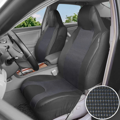 AUTOKING High Back Car Seat Covers Universal Size Fit For Most Car SUV PU Leather Spliced With Dot Jacquard Fabric Seat covers