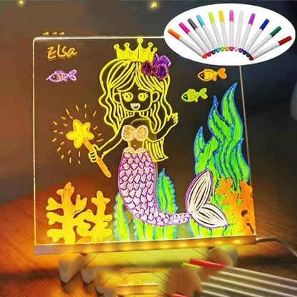 LED Luminous Blackboard Drawing Toys Magic Light Blackboard Graffiti Coloring Art Lamp Acrylic Message Board Montessori Kids Toy