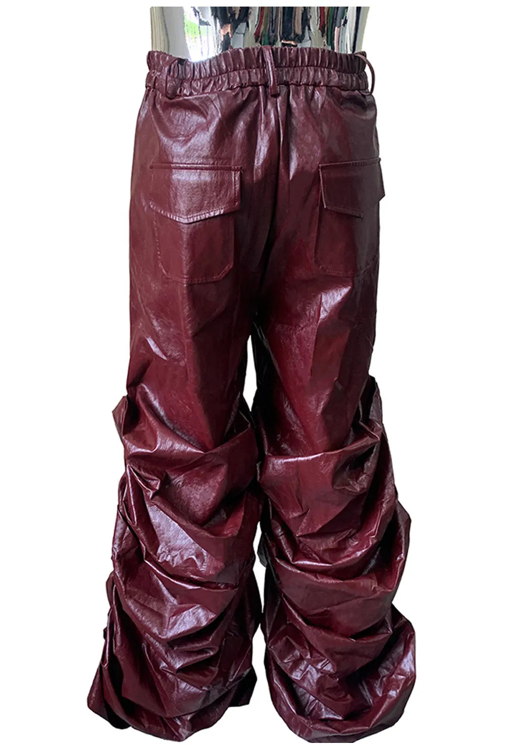 Nerazzurri Autumn Extra Long Soft Flowy Baggy Pu Leather Wide Leg Stacked  Pants for Men Luxury Designer Punk Style Streetwear