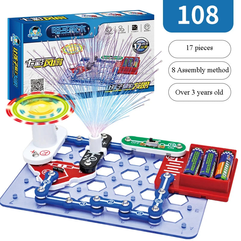 Educational Electronic Building Blocks for Kids - New Circuit Scientific Experiment Assembled Toys for Children's Exploration 8+