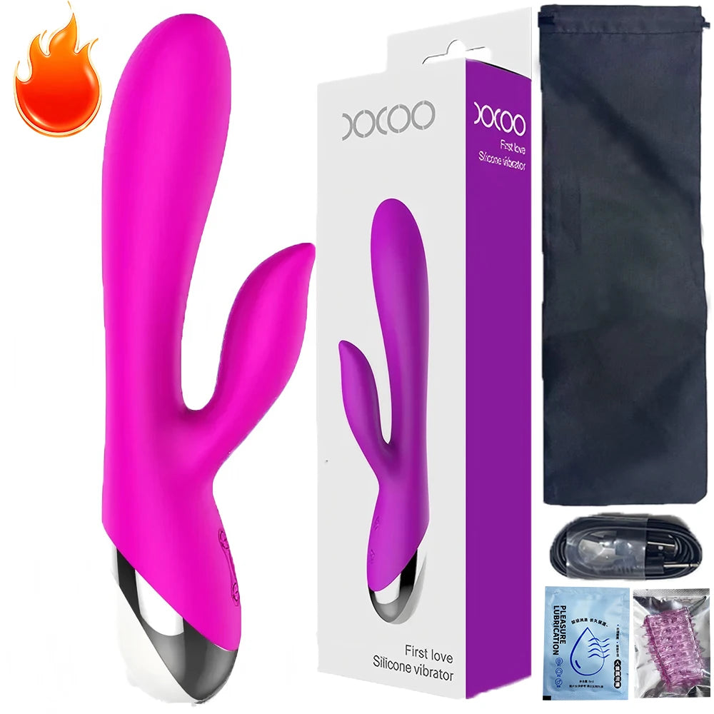 Rabbit Vibrator for Women USB Rechargeable G Spot Dildo Vibrator Clitoris Stimulator Dual Stimulation Female Masturbator SexToy